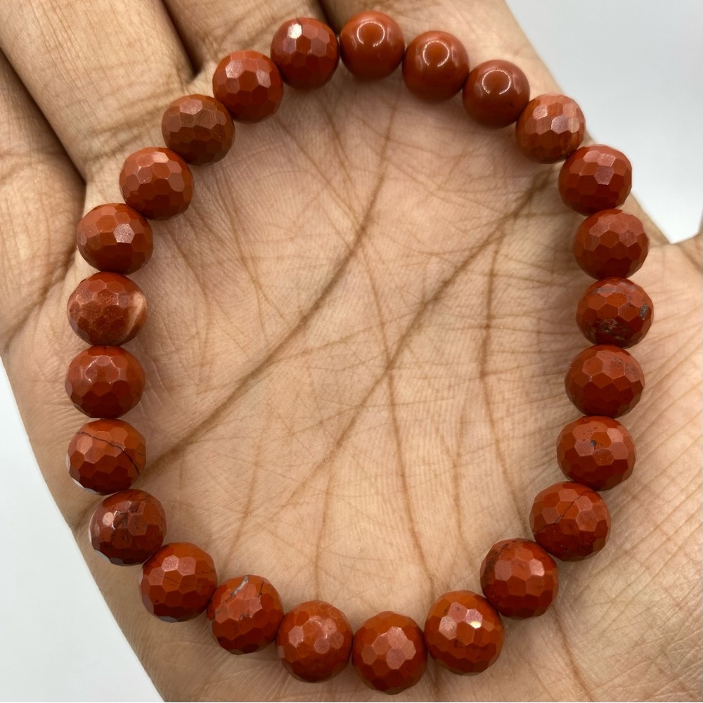 Faceted Red Jasper Crystal Bracelet 8mm